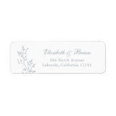 Elegant Leafy Branch Blue Script Wedding Address (Vorne)
