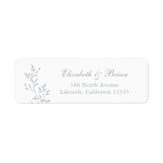 Elegant Leafy Branch Blue Script Wedding Address (Vorne)