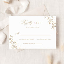 Elegant Leafy Gold Laurel Botanische Hochzeit RSVP