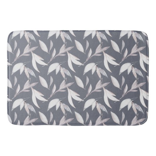 Elegant Leafy Gray Modernes Botanisches Museum Badematte (Vorderseite)