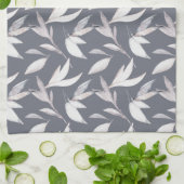 Elegant Leafy Gray Modernes Botanisches Museum Geschirrtuch (Gefaltet)