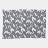 Elegant Leafy Gray Modernes Botanisches Museum Geschirrtuch (Horizontal)