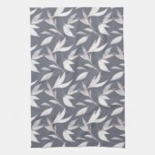 Elegant Leafy Gray Modernes Botanisches Museum Geschirrtuch (Vertikal)