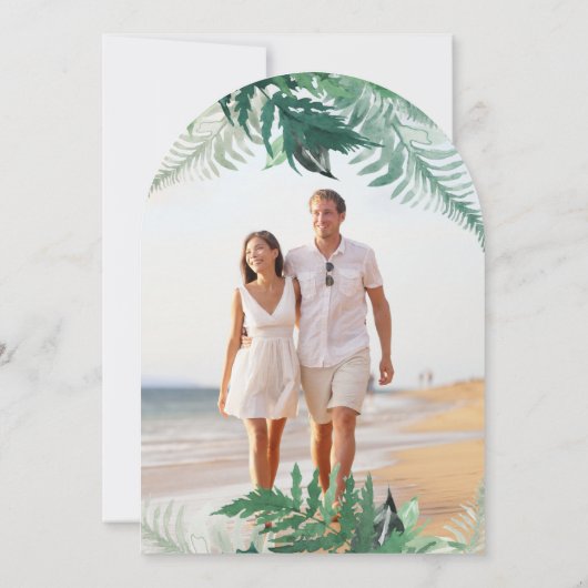 Elegant Leafy Greenery Arch Save the Date Einladung (Rückseite)