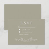 Elegant Leafy Leaf Line Art Wedding RSVP Karte (Vorne/Hinten)