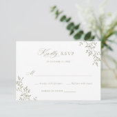 Elegant Leafy Sage Laurel Botanical Wedding RSVP Einladung (Stehend Vorderseite)