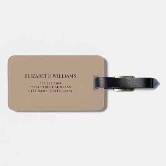 Elegant Leather Name Gepäckanhänger (Rückseite horizontal)