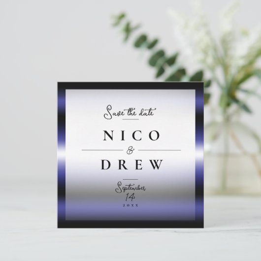 Elegant Leather Pride Wedding Save The Date (Stehend Vorderseite)