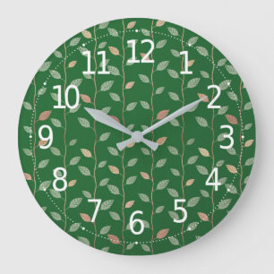 Elegant Leaves and Vines Pattern Paper Texture   Große Wanduhr