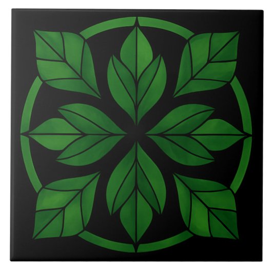 Elegant Leaves Pattern Ceramic Tile Fliese (Vorderseite)