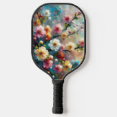 Elegant & lebhaft floral - Blütenfarbig blühen Pickleball Schläger (Rückseite)