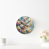 Elegant & lebhaft floral - Blütenfarbig blühen Runde Wanduhr (Zuhause)