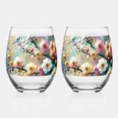 Elegant & lebhaft floral - Blütenfarbig blühen Weinglas Ohne Stiel (Rückseite)