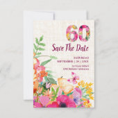 Elegant Leinen 60. Geburtstag Blumengarten Save The Date (Vorderseite)