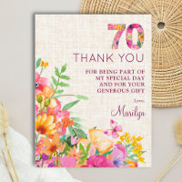 Elegant Leinen 70. Geburtstag Danke