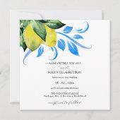 Elegant Lemon and Foliage Wedding Einladung (Vorderseite)