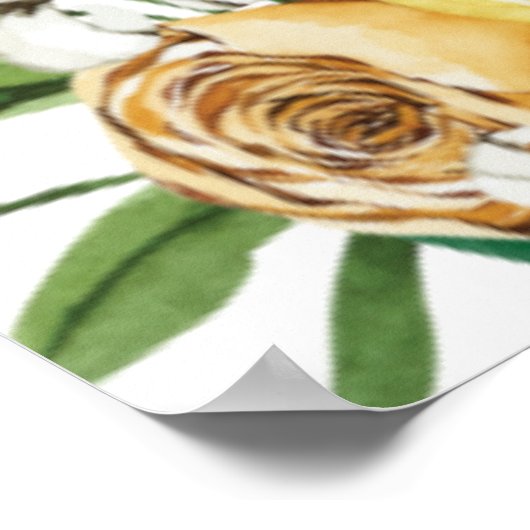 Elegant Lemon Blumengrün Begrüßung Poster (Ecke)