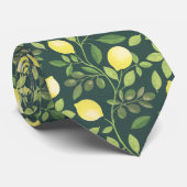 Elegant Lemon Botanical Pattern Fashion Krawatte (Gerollt)