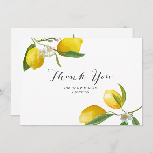 Elegant Lemon Brautparty Vielen Dank Karten (Vorne/Hinten)