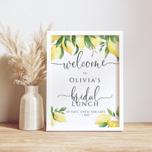 Elegant Lemon Citrus Bridal Mittagessen Willkommen Poster