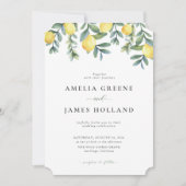 Elegant Lemon Citrus Watercolor Wedding Einladung (Vorderseite)