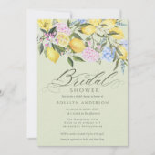 Elegant Lemon Floral Citrus Bridal Shower Einladung (Vorderseite)