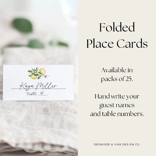 Elegant Lemon Floral Platzkarte