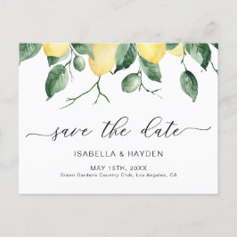 Elegant Lemon Fruit Watercolor Boho Save the Date Ankündigungspostkarte