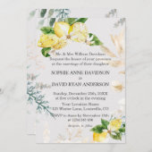 Elegant Lemon Fruits White Floral Wedding Formal Einladung (Vorne/Hinten)