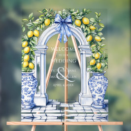 Elegant Lemon Grove Personalisiert Welcome Wedding Acrylschild