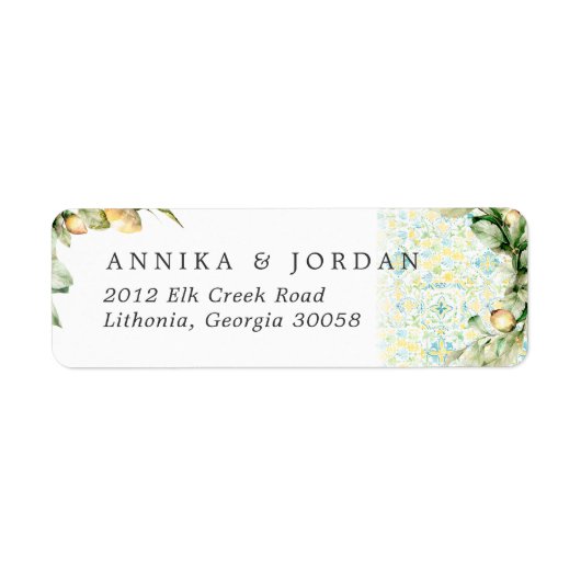 Elegant Lemon Grove | Wedding Address Label (Vorne)
