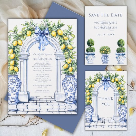 Elegant Lemon Grove Wedding Einladung