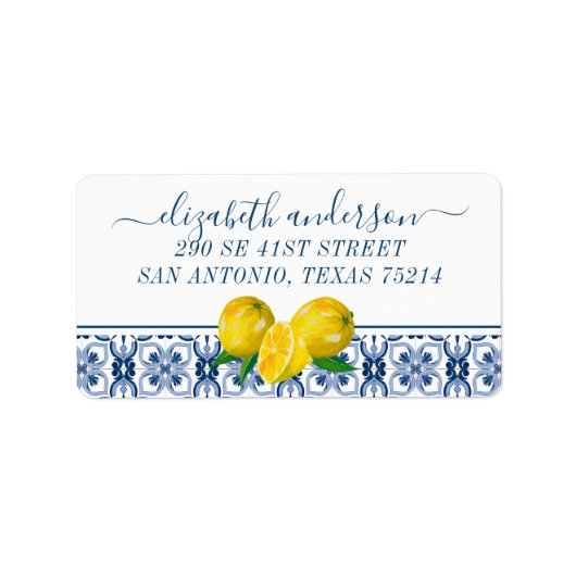 Elegant Lemon Italienische Rücksendeadresse Adressaufkleber (Vorne)