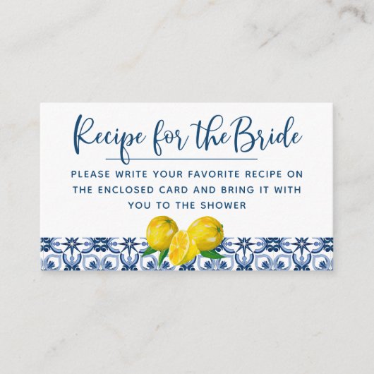 Elegant Lemon Italienisches Rezept für Blaue Tile Visitenkarte (Vorderseite)