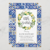 Elegant Lemon Mediterranean 65. Geburtstagsparty Einladung (Vorne/Hinten)