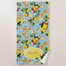 Elegant Lemon Mit Monogramm Strandtuch