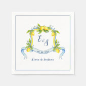 Elegant Lemon Monogramm Wappen Hochzeit Napkins Serviette (Vorderseite)