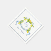 Elegant Lemon Monogramm Wappen Hochzeit Napkins Serviette (Ecke)