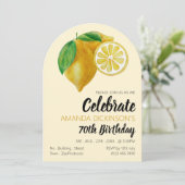 Elegant Lemon Sketch Birthday Einladung (Stehend Vorderseite)