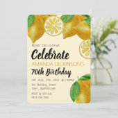 Elegant Lemon Sketch Birthday Einladung (Stehend Vorderseite)