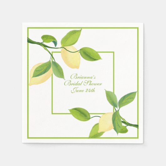 Elegant Lemon Theme Paper Napkin Serviette (Vorderseite)