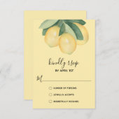 Elegant Lemon Wassercolor RSVP Karte (Vorne/Hinten)