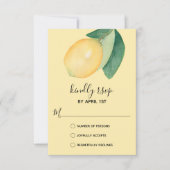 Elegant Lemon Wassercolor RSVP Karte (Vorderseite)