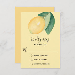 Elegant Lemon Wassercolor RSVP Karte