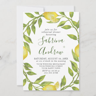 Elegant Lemon Watercolor PROBE DINNER Einladung