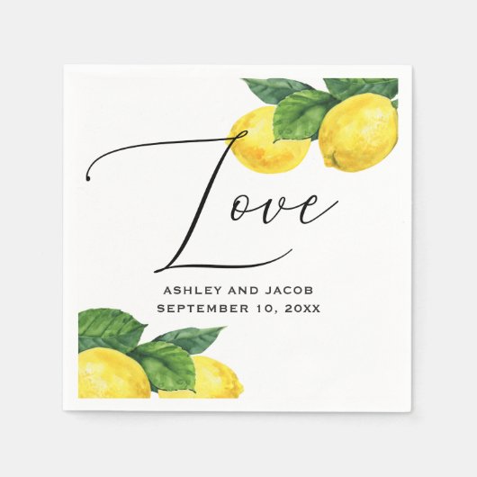 Elegant Lemon Wedding | Citrus Botanisches Party Serviette (Vorderseite)