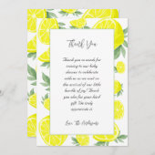 Elegant Lemons Baby Shower Dankeskarte (Vorne/Hinten)