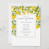 Elegant Lemons Blossom Greenery Baby Shower Einladung (Vorderseite)