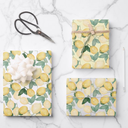 Elegant Lemons Geschenkpapier Set (Vorderseite)
