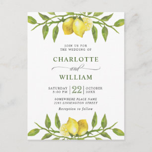 Elegant Lemons Greenerity Wedding Einladung Postkarte